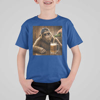Funny Bigfoot Drinking Beer T Shirt For Kid Vintage Cool Sunglasses Sasquatch Pub Graphic