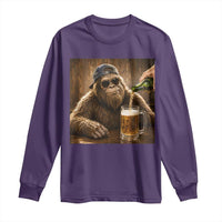 Funny Bigfoot Drinking Beer Long Sleeve Shirt Vintage Cool Sunglasses Sasquatch Pub Graphic