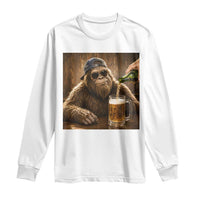 Funny Bigfoot Drinking Beer Long Sleeve Shirt Vintage Cool Sunglasses Sasquatch Pub Graphic