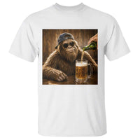 Funny Bigfoot Drinking Beer T Shirt Vintage Cool Sunglasses Sasquatch Pub Graphic