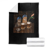 Funny Smoking Cats Drinking Beer at the Bar Throw Blanket Funny Bad Boys Cigarette Kitty Gen Z Meme