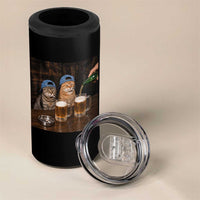 Funny Smoking Cats Drinking Beer at the Bar 4 in 1 Can Cooler Tumbler Funny Bad Boys Cigarette Kitty Gen Z Meme