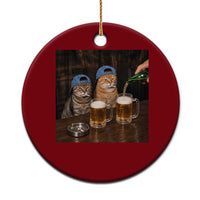 Funny Smoking Cats Drinking Beer at the Bar Ceramic Ornament Funny Bad Boys Cigarette Kitty Gen Z Meme