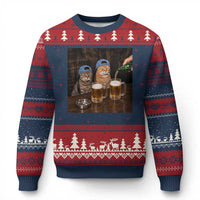 Funny Smoking Cats Drinking Beer at the Bar Ugly Christmas Sweater Funny Bad Boys Cigarette Kitty Gen Z Meme