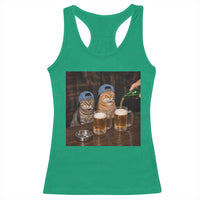 Funny Smoking Cats Drinking Beer at the Bar Racerback Tank Top Funny Bad Boys Cigarette Kitty Gen Z Meme