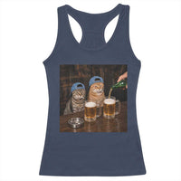Funny Smoking Cats Drinking Beer at the Bar Racerback Tank Top Funny Bad Boys Cigarette Kitty Gen Z Meme