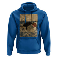 Black Cat Biting Shark Anime Graphic Japanese Hoodie Vintage Graphic Ukiyo-e Art