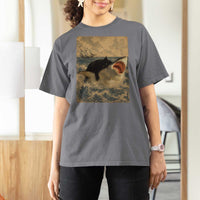 Black Cat Biting Shark Anime Graphic Japanese T Shirt For Women Vintage Graphic Ukiyo-e Art