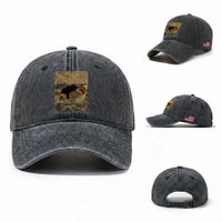 Black Cat Biting Shark Anime Graphic Japanese Washed Cotton Baseball Cap Vintage Graphic Ukiyo-e Art