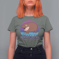 Funny Moo Deng T Shirt For Women Baby Hippo Become Ungovernable - Wonder Print Shop
