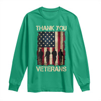 Thank You Veterans Long Sleeve Shirt Veterans Day Patriotic American Flag - Wonder Print Shop