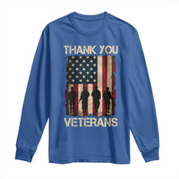 Thank You Veterans Long Sleeve Shirt Veterans Day Patriotic American Flag - Wonder Print Shop