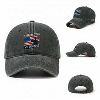 Thank You Veterans Washed Cotton Baseball Cap Never Forget Veterans Military Appreciation US Flag