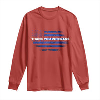 Thank You Veterans Long Sleeve Shirt Never Forget Veterans Day Grunge American Flag - Wonder Print Shop