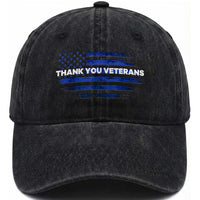 Thank You Veterans Washed Cotton Baseball Cap Never Forget Veterans Day Grunge American Flag