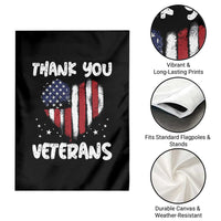 Thank You Veterans Garden Flag Patriotic Veterans Day Grunge USA Flag Heart - Wonder Print Shop