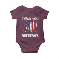 Thank You Veterans Baby Onesie Patriotic Veterans Day Grunge USA Flag Heart - Wonder Print Shop