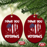Thank You Veterans Ceramic Ornament Patriotic Veterans Day Grunge USA Flag Heart - Wonder Print Shop