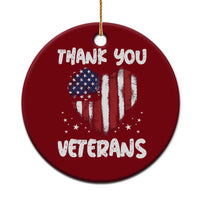 Thank You Veterans Ceramic Ornament Patriotic Veterans Day Grunge USA Flag Heart - Wonder Print Shop