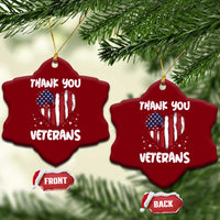 Thank You Veterans Ceramic Ornament Patriotic Veterans Day Grunge USA Flag Heart - Wonder Print Shop