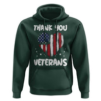 Thank You Veterans Hoodie Patriotic Veterans Day Grunge USA Flag Heart - Wonder Print Shop
