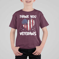 Thank You Veterans T Shirt For Kid Patriotic Veterans Day Grunge USA Flag Heart - Wonder Print Shop