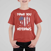 Thank You Veterans T Shirt For Kid Patriotic Veterans Day Grunge USA Flag Heart - Wonder Print Shop