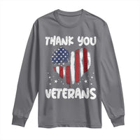 Thank You Veterans Long Sleeve Shirt Patriotic Veterans Day Grunge USA Flag Heart - Wonder Print Shop