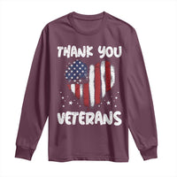 Thank You Veterans Long Sleeve Shirt Patriotic Veterans Day Grunge USA Flag Heart - Wonder Print Shop