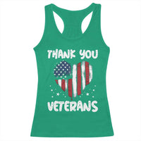 Thank You Veterans Racerback Tank Top Patriotic Veterans Day Grunge USA Flag Heart - Wonder Print Shop