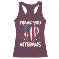Thank You Veterans Racerback Tank Top Patriotic Veterans Day Grunge USA Flag Heart - Wonder Print Shop
