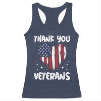 Thank You Veterans Racerback Tank Top Patriotic Veterans Day Grunge USA Flag Heart - Wonder Print Shop