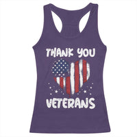 Thank You Veterans Racerback Tank Top Patriotic Veterans Day Grunge USA Flag Heart - Wonder Print Shop