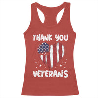 Thank You Veterans Racerback Tank Top Patriotic Veterans Day Grunge USA Flag Heart - Wonder Print Shop