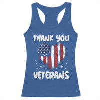Thank You Veterans Racerback Tank Top Patriotic Veterans Day Grunge USA Flag Heart - Wonder Print Shop