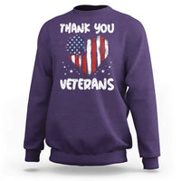 Thank You Veterans Sweatshirt Patriotic Veterans Day Grunge USA Flag Heart - Wonder Print Shop