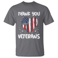 Thank You Veterans T Shirt Patriotic Veterans Day Grunge USA Flag Heart - Wonder Print Shop