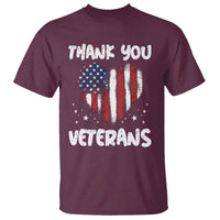 Thank You Veterans T Shirt Patriotic Veterans Day Grunge USA Flag Heart - Wonder Print Shop