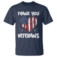 Thank You Veterans T Shirt Patriotic Veterans Day Grunge USA Flag Heart - Wonder Print Shop