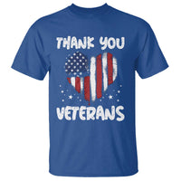 Thank You Veterans T Shirt Patriotic Veterans Day Grunge USA Flag Heart - Wonder Print Shop