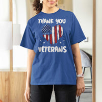 Thank You Veterans T Shirt For Women Patriotic Veterans Day Grunge USA Flag Heart - Wonder Print Shop