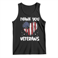 Thank You Veterans Tank Top Patriotic Veterans Day Grunge USA Flag Heart - Wonder Print Shop