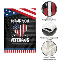 Thank You Veterans Garden Flag Patriotic Veterans Day Grunge USA Flag Heart