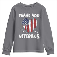 Thank You Veterans Youth Sweatshirt Patriotic Veterans Day Grunge USA Flag Heart - Wonder Print Shop
