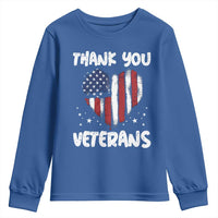 Thank You Veterans Youth Sweatshirt Patriotic Veterans Day Grunge USA Flag Heart - Wonder Print Shop