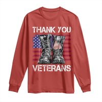 Thank You Veterans Long Sleeve Shirt American Flag Military Supportive Veterans Day - Wonder Print Shop