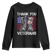 Thank You Veterans Youth Sweatshirt American Flag Military Supportive Veterans Day - Wonder Print Shop