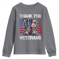 Thank You Veterans Youth Sweatshirt American Flag Military Supportive Veterans Day - Wonder Print Shop