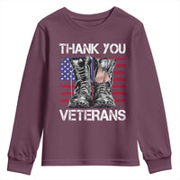 Thank You Veterans Youth Sweatshirt American Flag Military Supportive Veterans Day - Wonder Print Shop