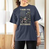 Thank You Veterans T Shirt For Women Camo American Flag Military Supportive Veterans Day - Wonder Print Shop